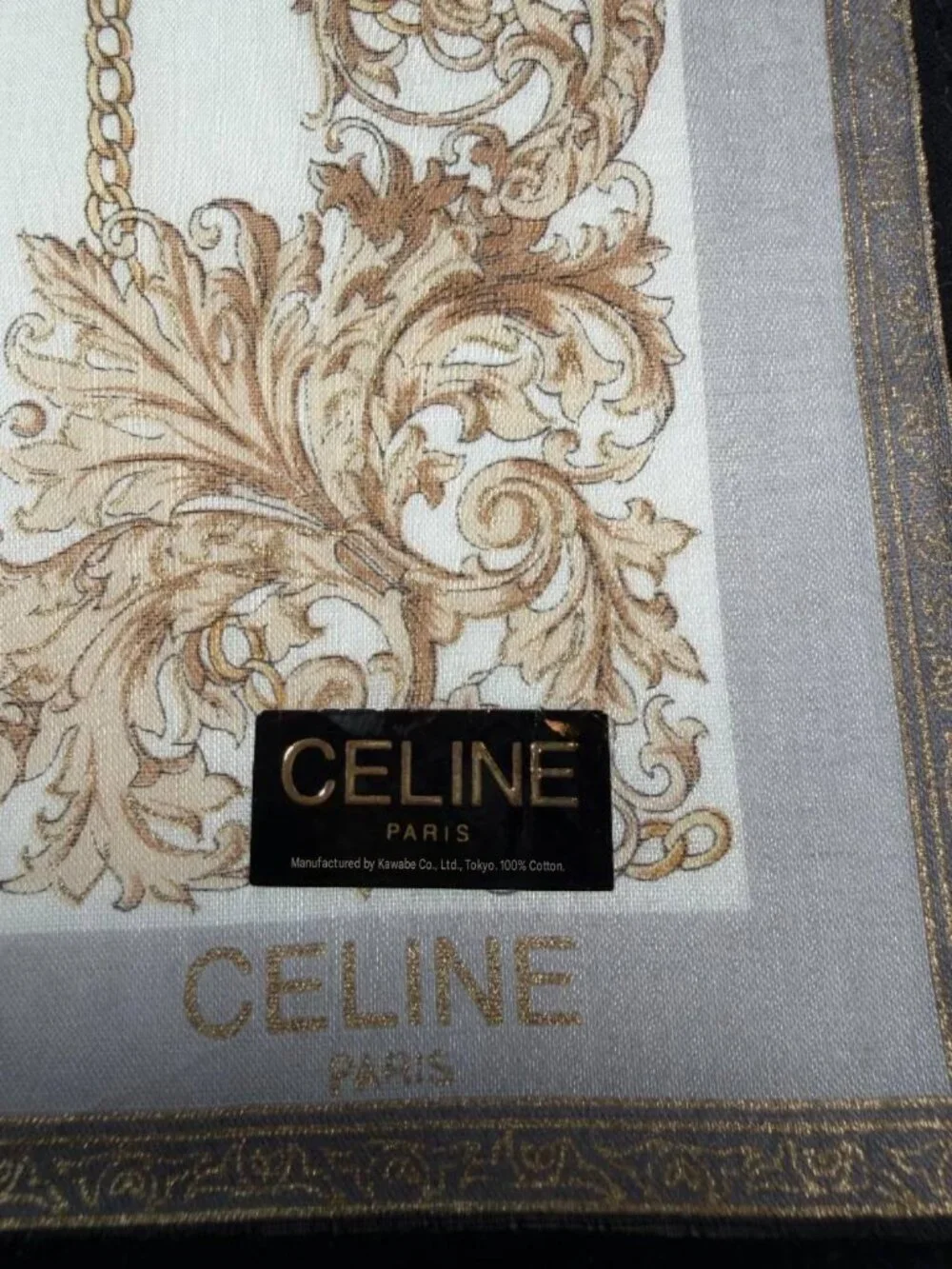 NWT Vintage Celine Floral Chain Lightweight Cotton Scarf 18